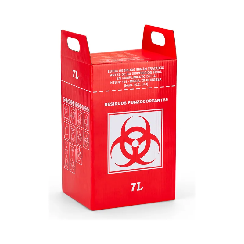 Caja de Carton P/ Desechos Punzocortantes X 7 LT