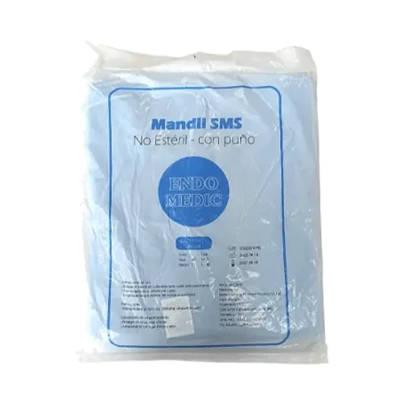 Mandil SMS Descartable C/puño 40 GRS Celeste T-medium