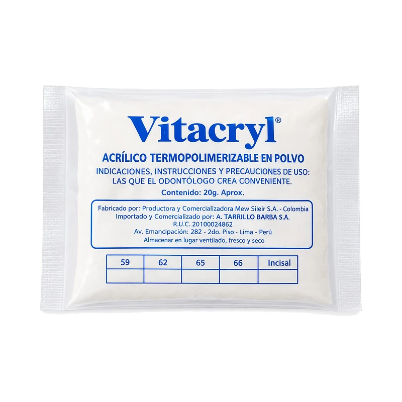 Acrílico en porción polvo lento Vitacryl (20 g)